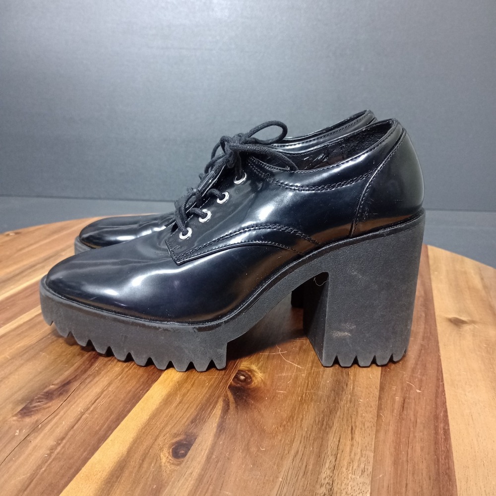Zara Platform Chunky Lug Sole Lace Up Boots Booties Womens Size 5.5 Black